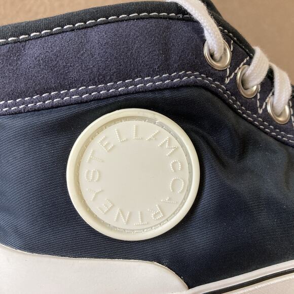 Stella McCartney High Top Sneaker Women’s Sz 39 9 NWOT Blue Cap Toe Shoe Skater - Picture 3 of 11